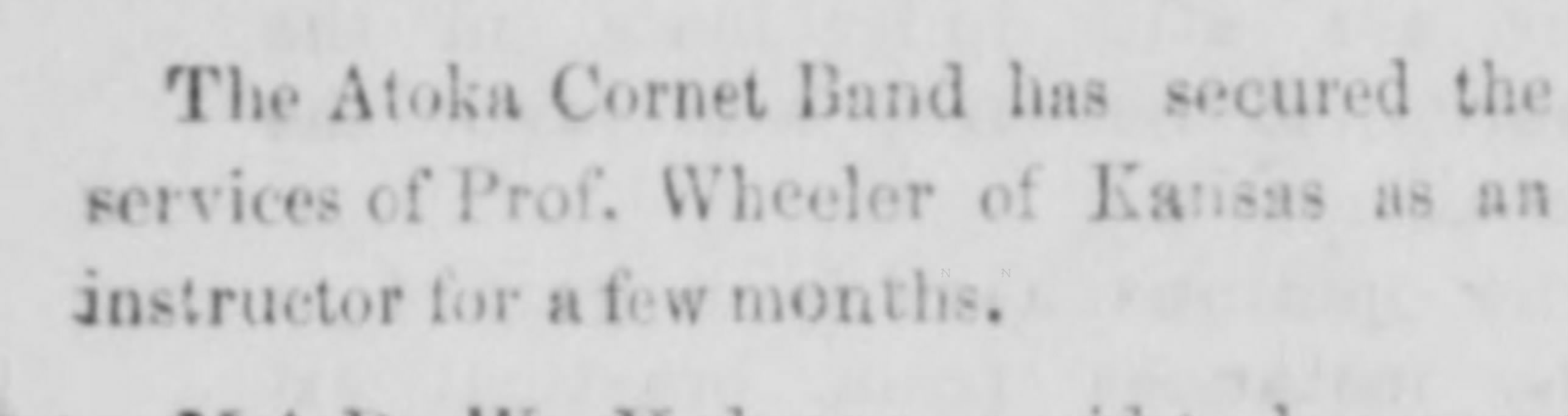 Newspaper clipping from Indian Citizen, April 6, 1893, page 7, documenting Atoka Cornet Band.