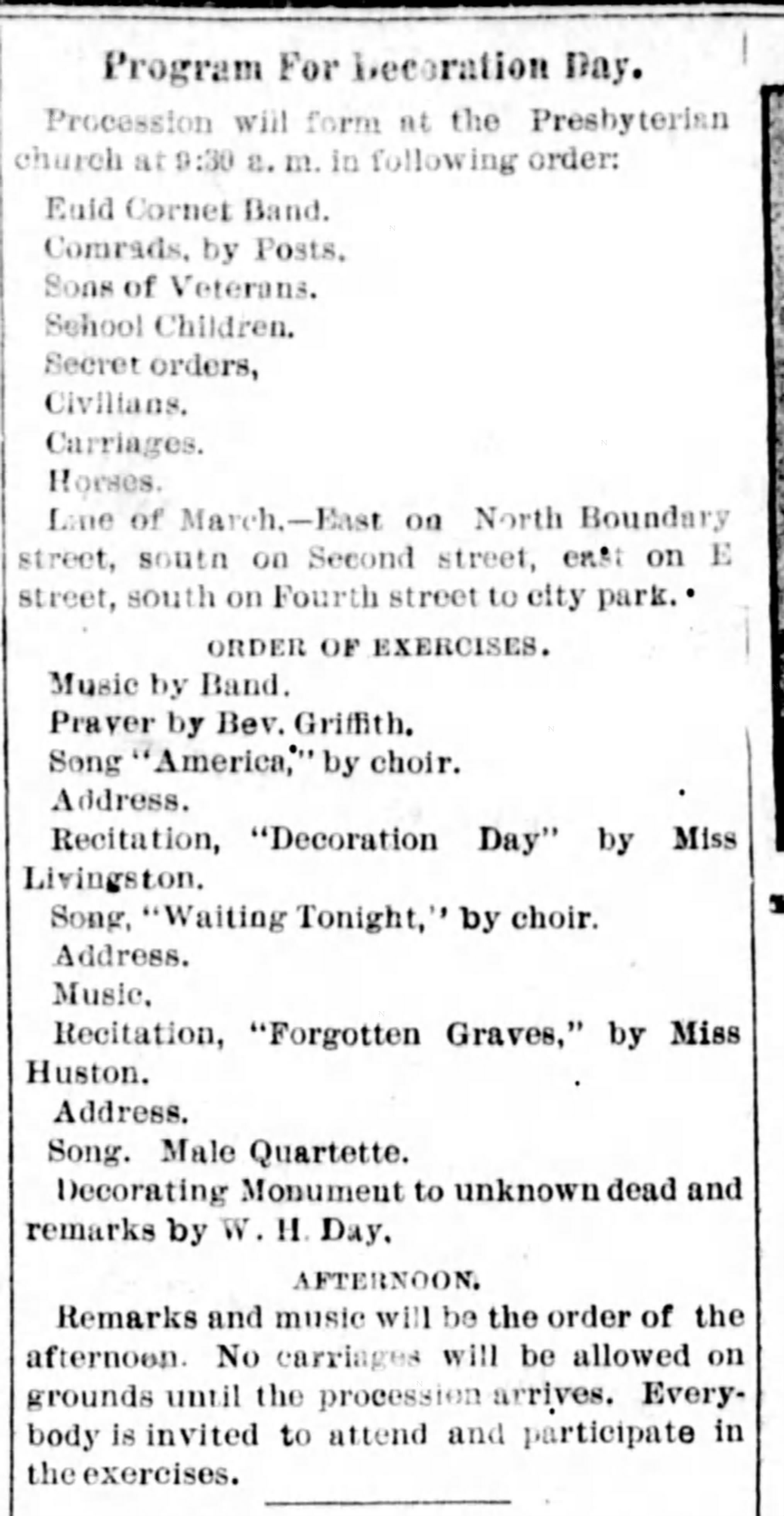 Newspaper clipping from The Enid Weekly Eagle, May 23, 1895, page 8, documenting Fluid Cornet Band.