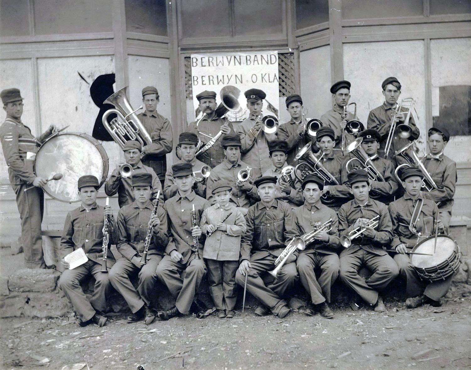 Historical photograph: Berwyn Band, Berwyn, Ok.