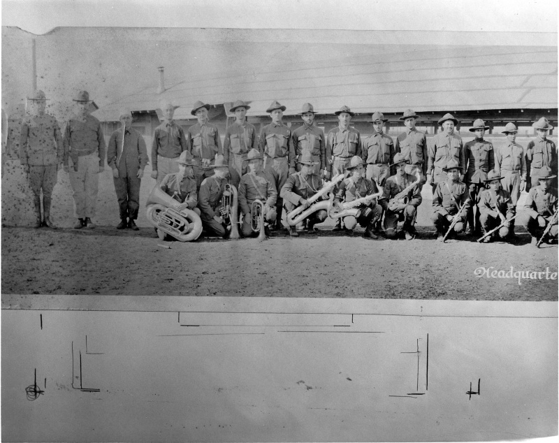 Historical photograph: Headquarters company and band, 129th F.A.